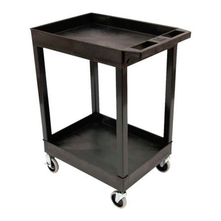 Luxor Luxor Plastic Utility Tub Cart, 24" x 18", Two Shelf, Black, 400 Lbs Capacity SEC11-B